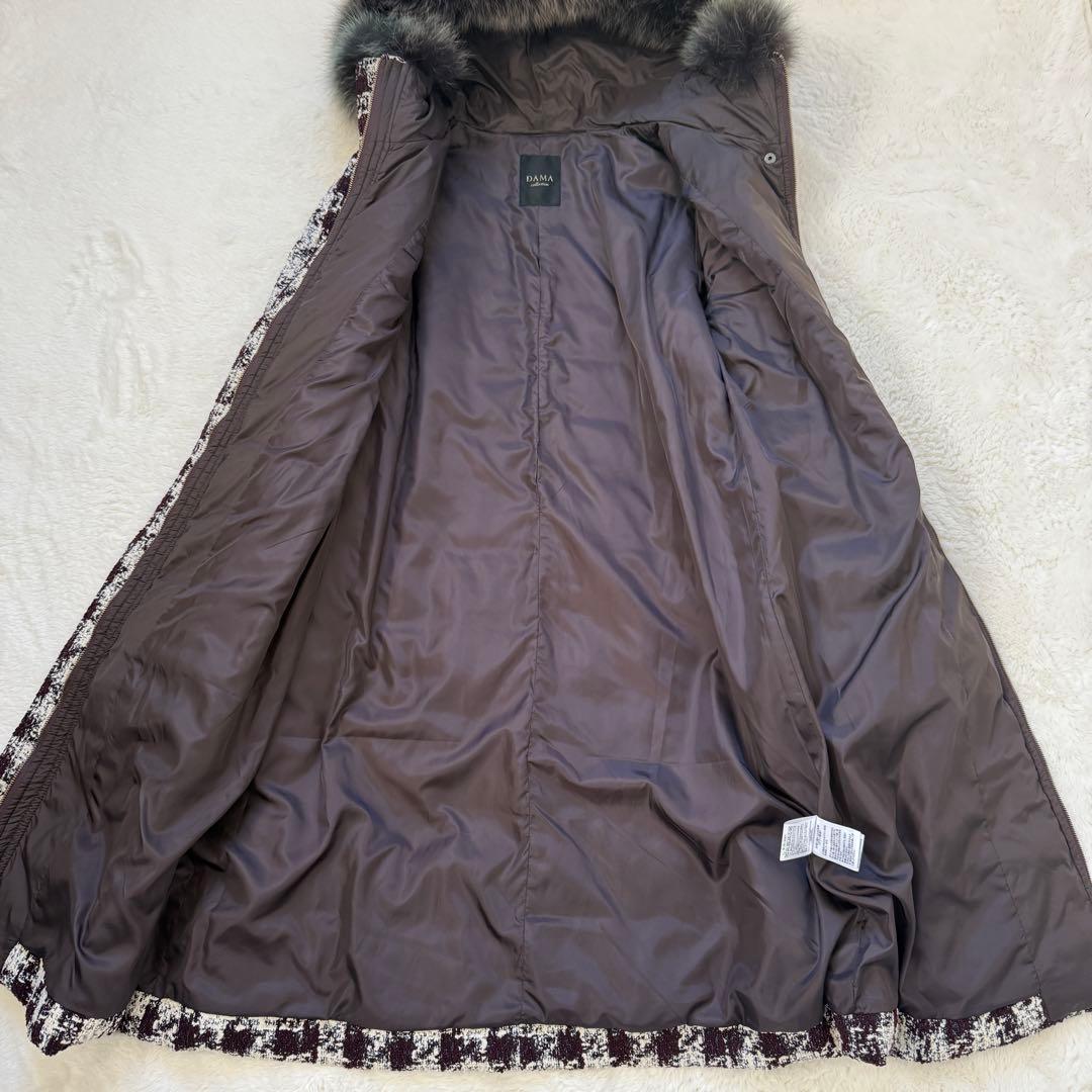 【美品】DAMA collection フード付き ツイードコート 千鳥格子 M