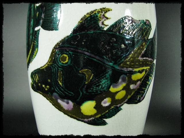 北出 塔次郎 瑞潮 色絵 花入 九谷 花器 師波山憲吉 四方桟共箱 d87