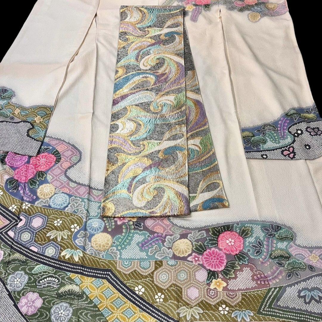 振袖フルセット(7点)・成人式・総絞り・エンボス加工・胴裏正絹・正絹・逸品