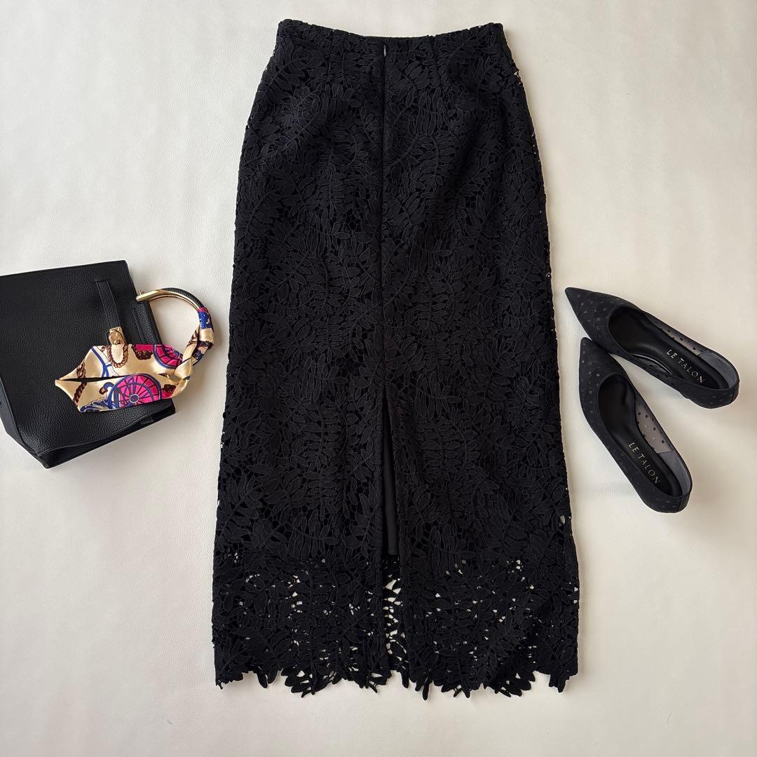 美品♡レジャ leja ドレス リーフレースカラー セットアップ ブラック M