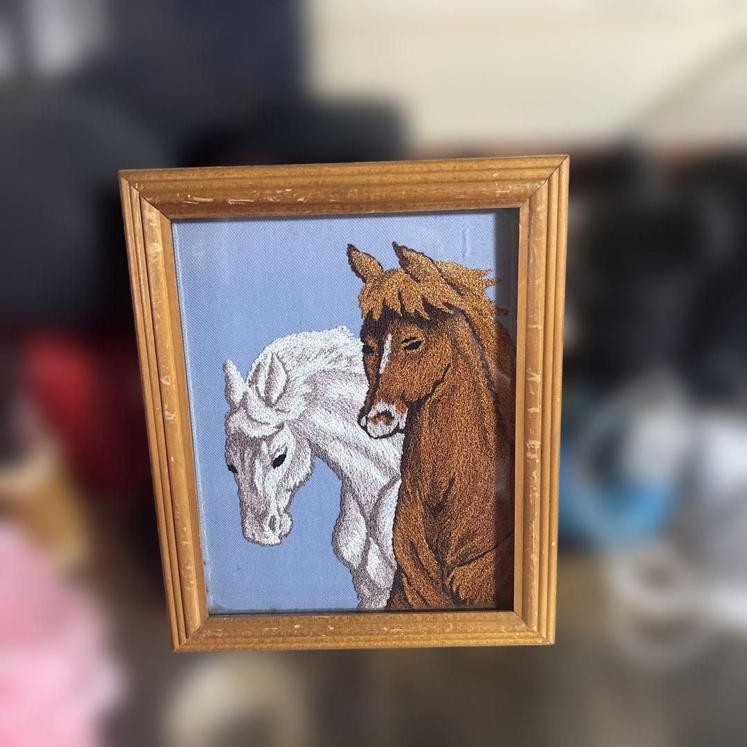 USビンテージ馬の刺繍アート作品tattoo刺青