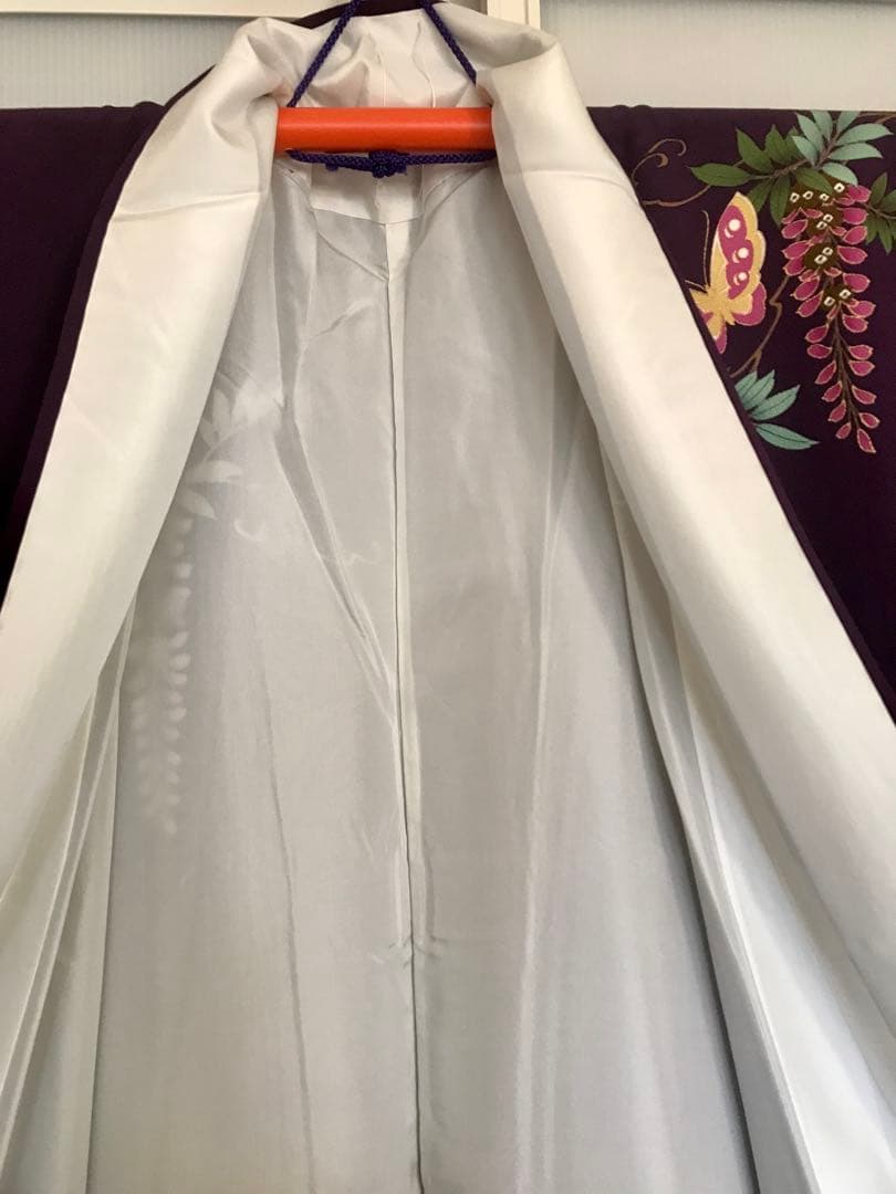 振袖　超美品　正絹　金糸刺繍　濃紫