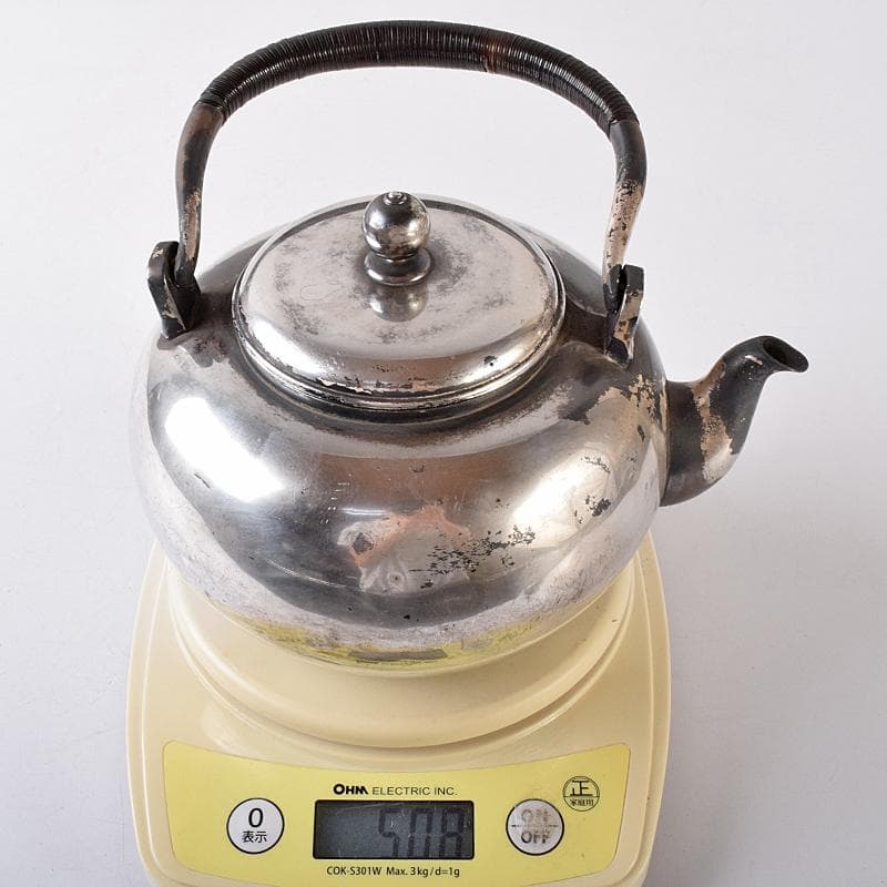 煎茶道具　三越銀製　銀瓶　湯沸し　約508g　L　R8166