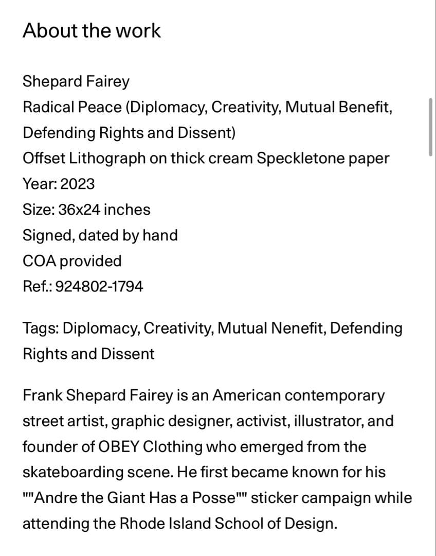 Shepard Fairey シェパード・フェアリー（本人サイン入り）