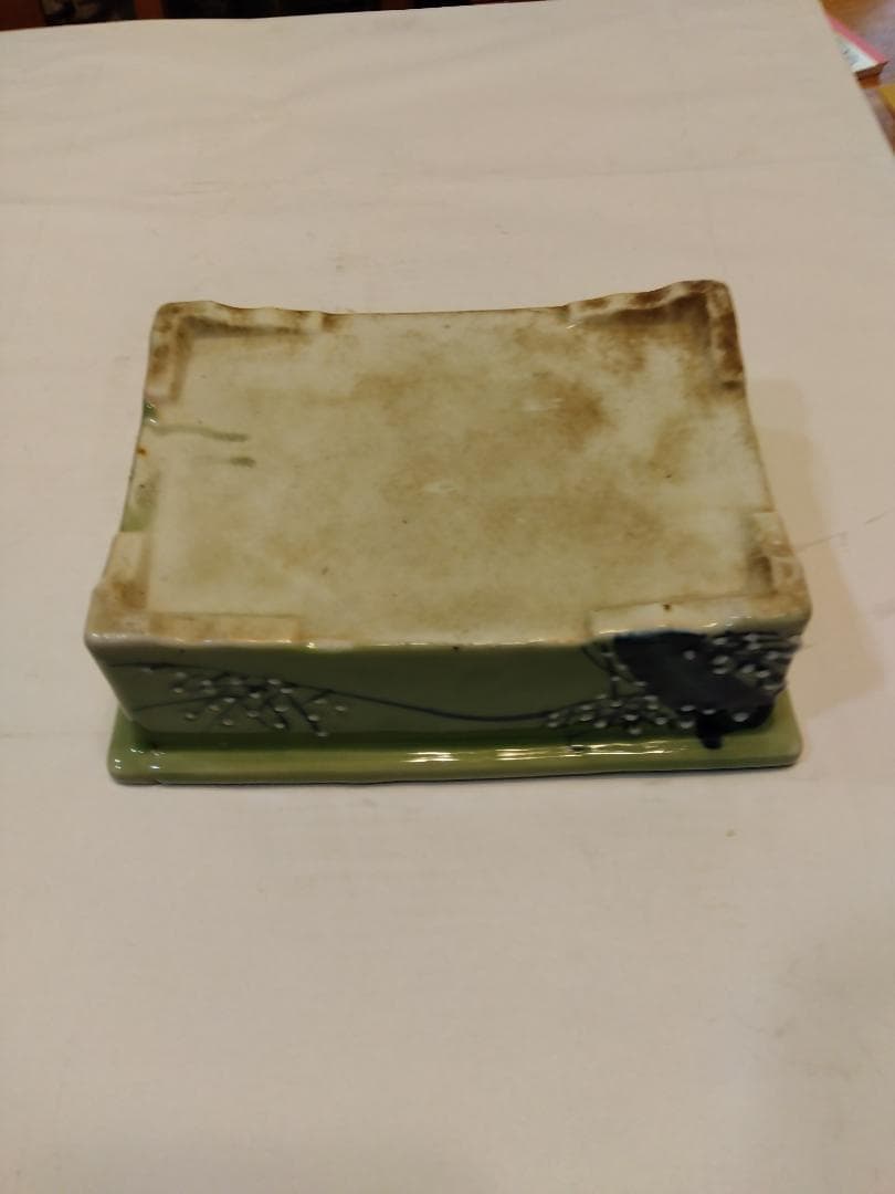 大幅値下げ、アンティーク　レトロ水盤花活け　角皿足付き