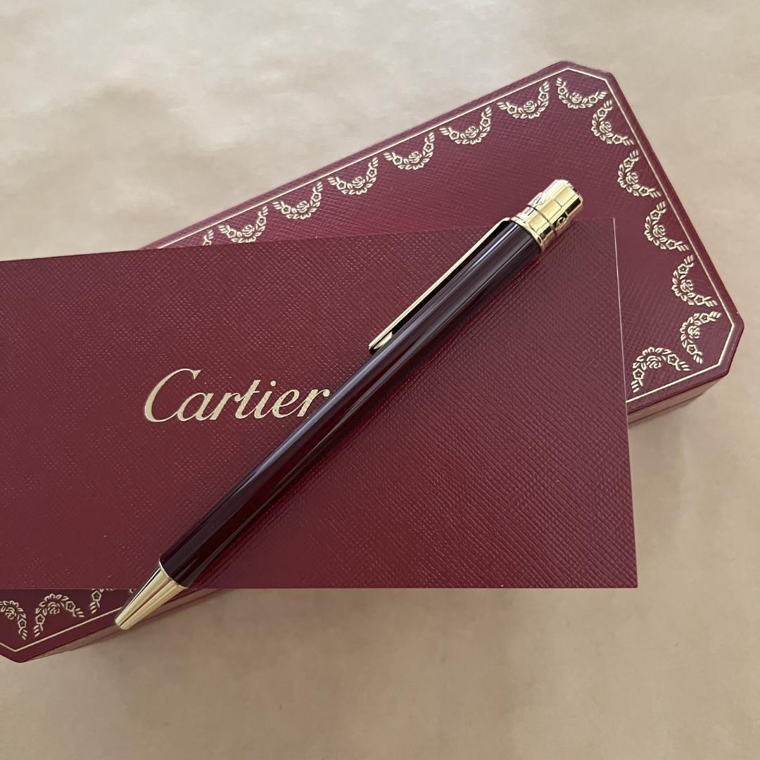 【美品】Cartier 　カルティエ　サントス ボールペン　ボルドー色