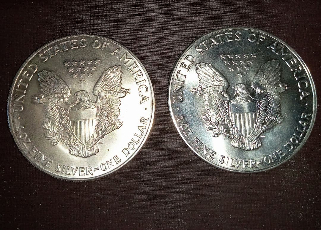 1987年1988年 アメリカ・ シルバー ・ イーグル 銀貨1オンス2枚セット