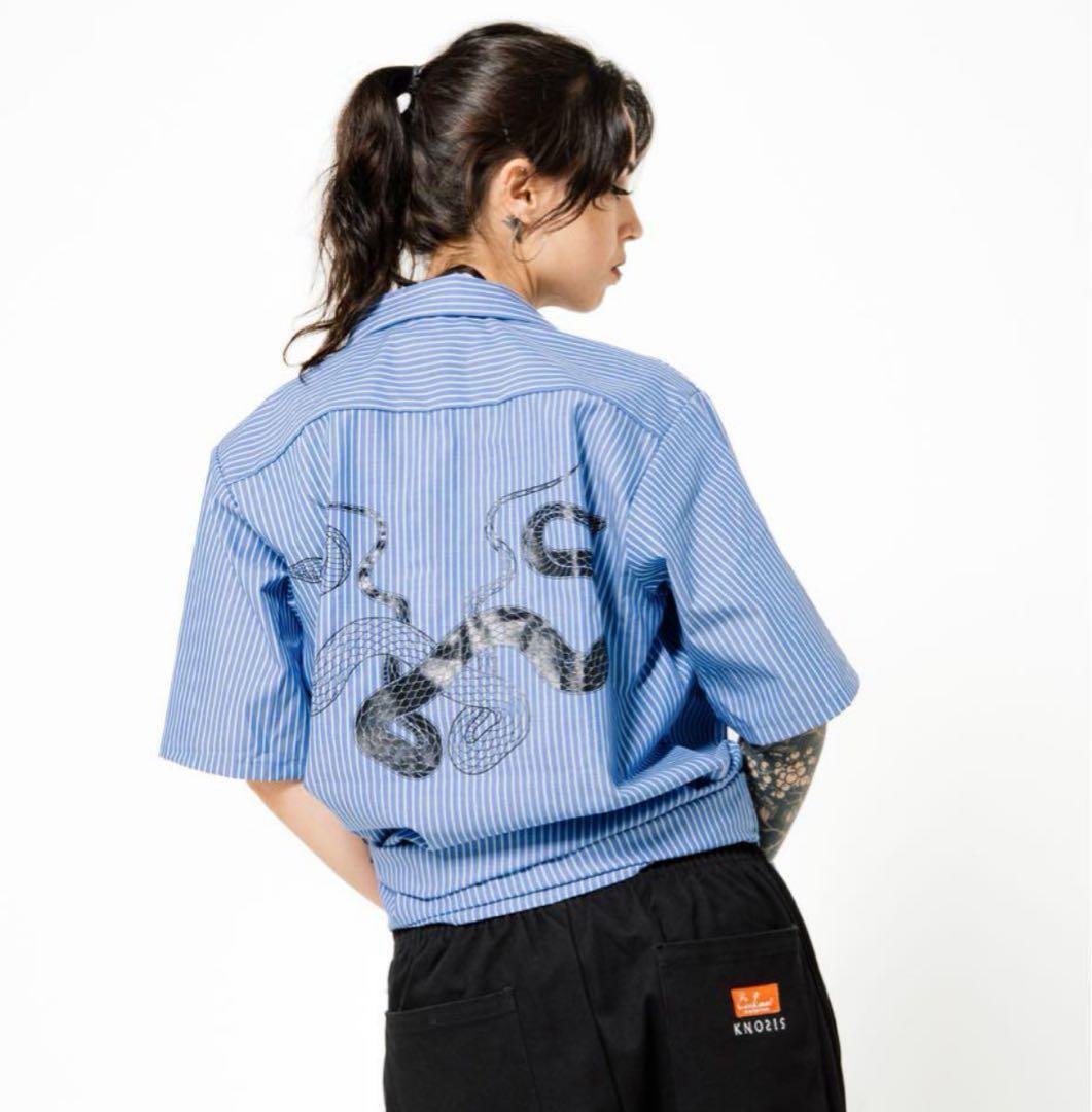 【早い者勝ち】knosis ストライプ ワークシャツ 青 XL 新品未使用