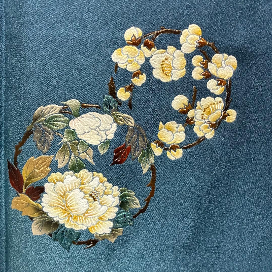 D62 訪問着 花模様 正絹 着物 袷 未使用極美品