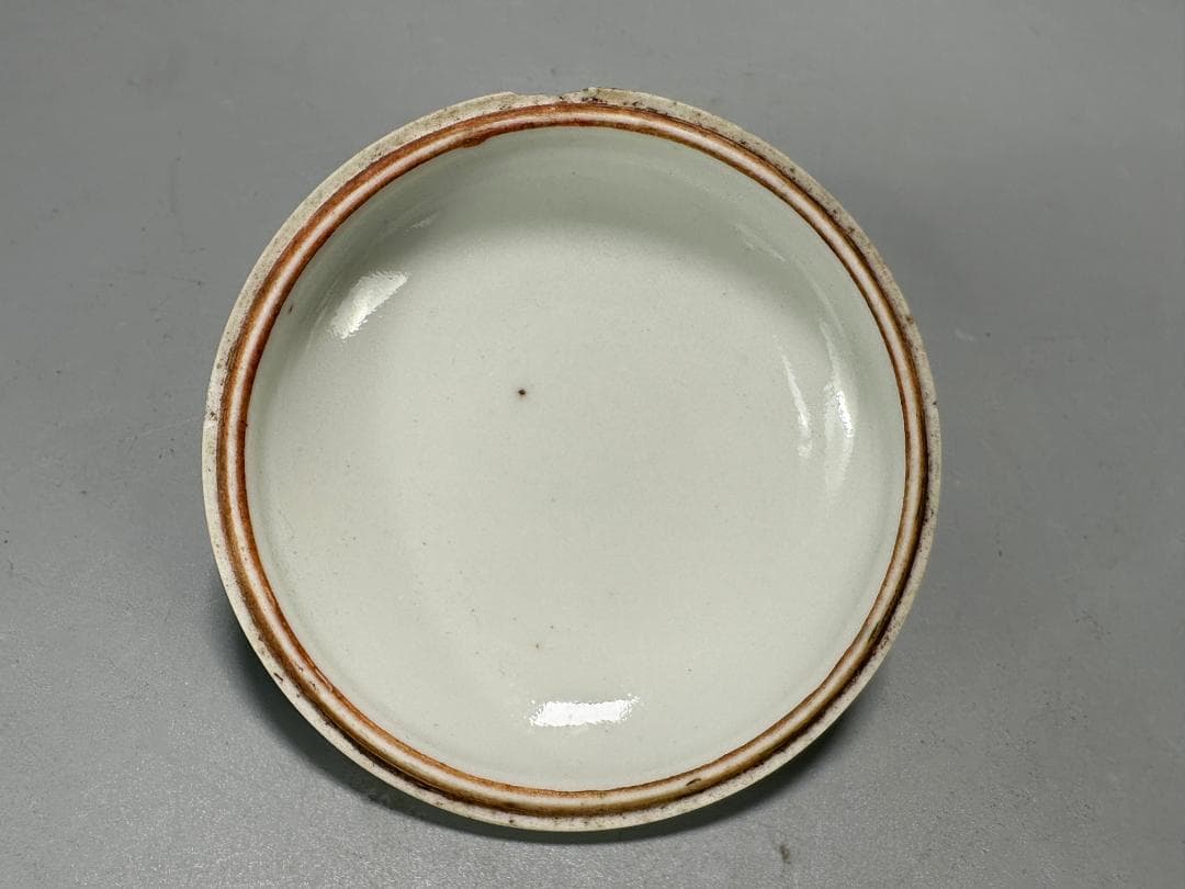 中国美術　清朝　清時代　大清康熙年製　青花人物図香合　染付　蓋物　時代　古物唐物