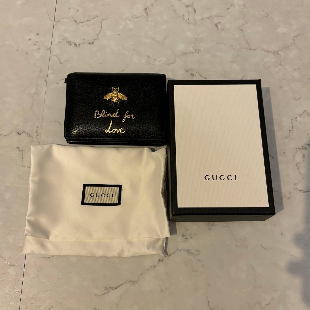GUCCI グッチ アニマリエ 二つ折り財布 蜂 Bee ブラック 美品 箱付き