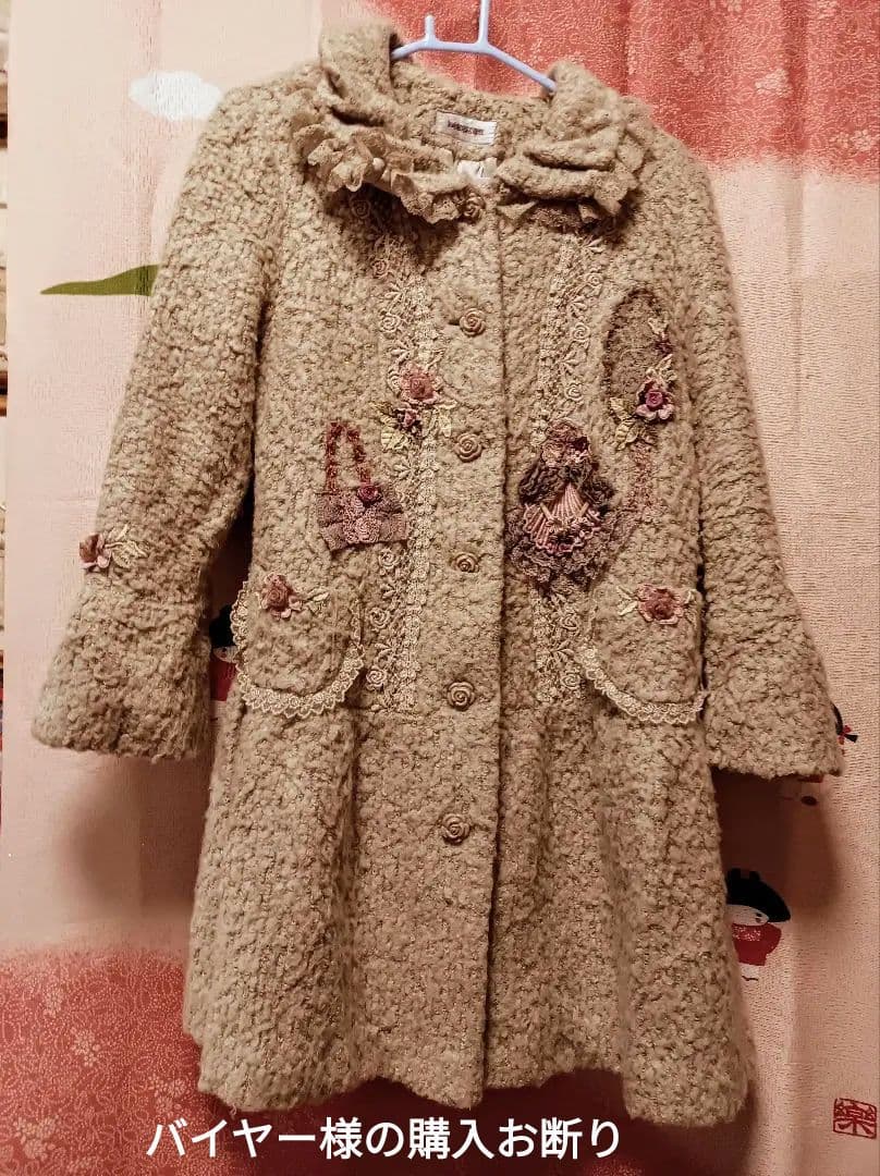 日本製株式会社ドロシー人形、花、バッグ刺繍レース使いコート