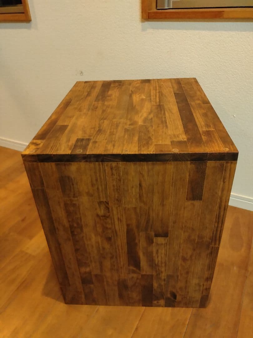 木製　ハンドメイド　オーダー　コの字　ワトコオイル　踏み台　サイドテーブル水槽台