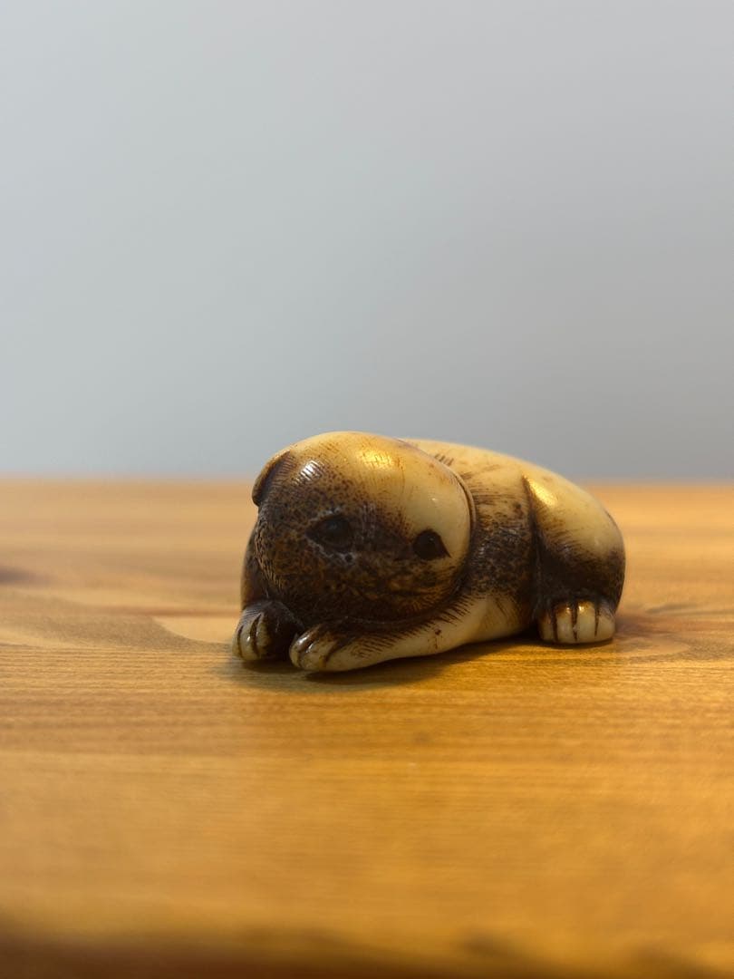 【希少】犬　時代提物 根付 銘有り　アンティーク　印籠