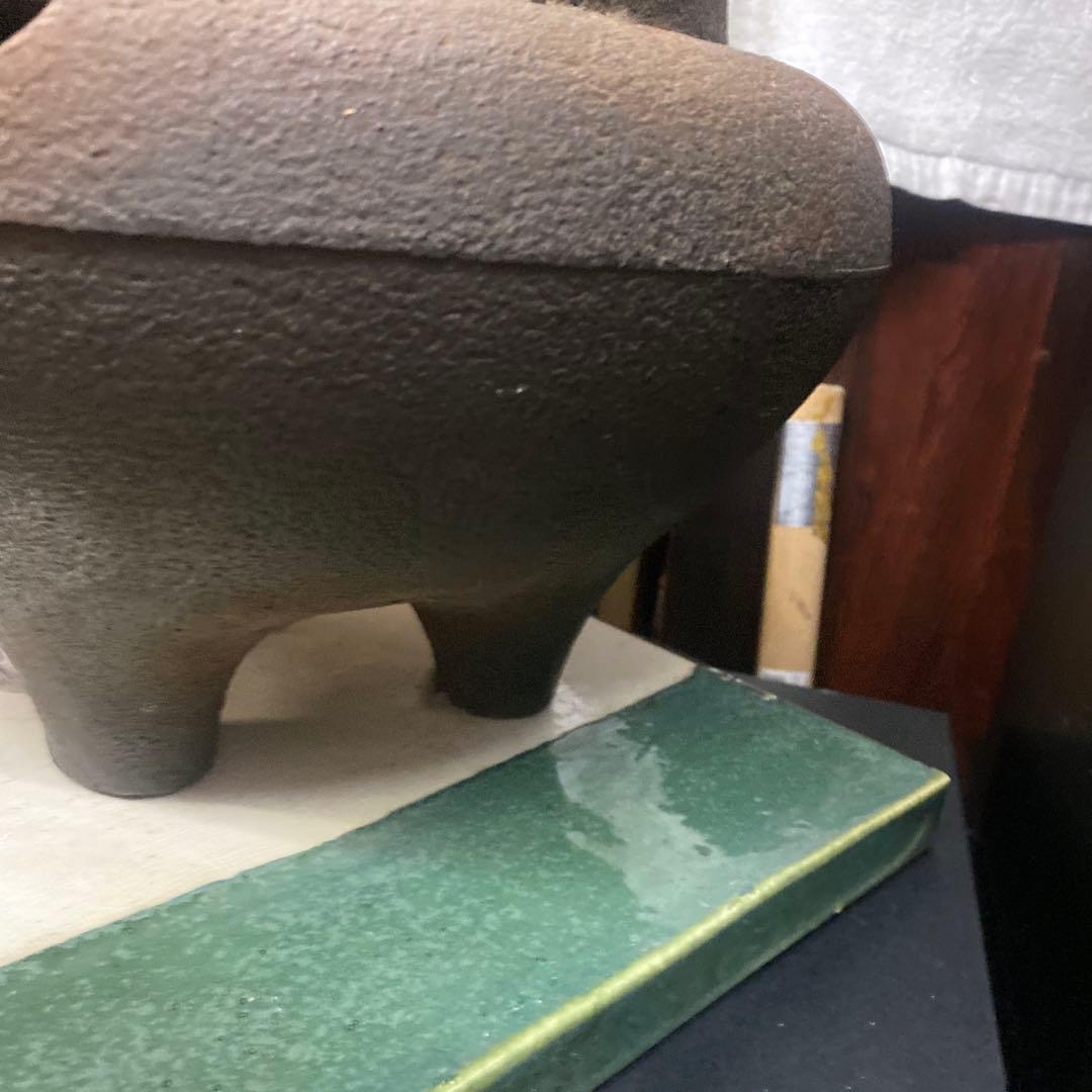 風炉釜 茶道具 茶釜 前瓦 茶道 鉄釜 鉄製 工芸品 昭和レトロ