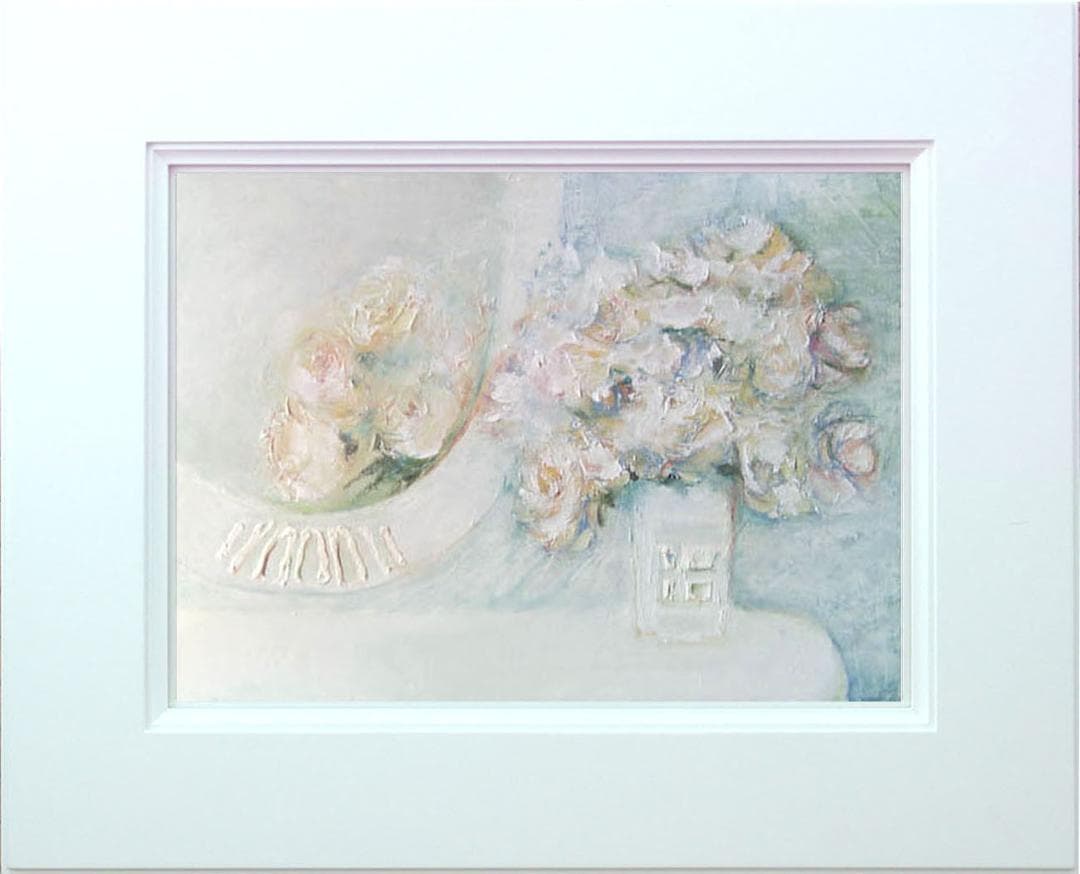 油絵 菅家令子 絵 絵画 インテリア 額付(白) uF6-114002 花