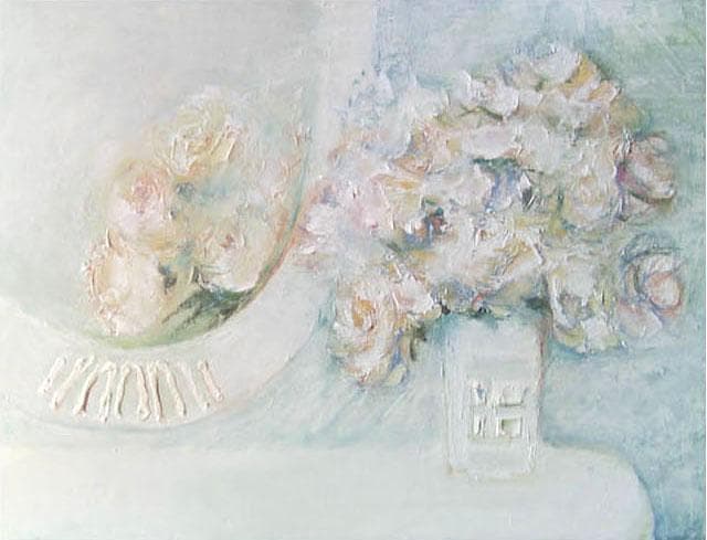 油絵 菅家令子 絵 絵画 インテリア 額付(白) uF6-114002 花