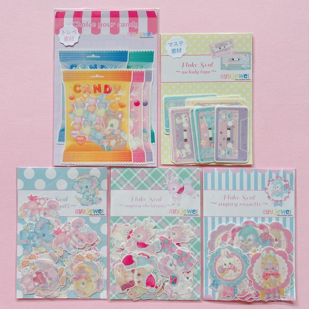 ♡ayyjewel カセットテープ メモ フレークシール アニマル キャンディ♡