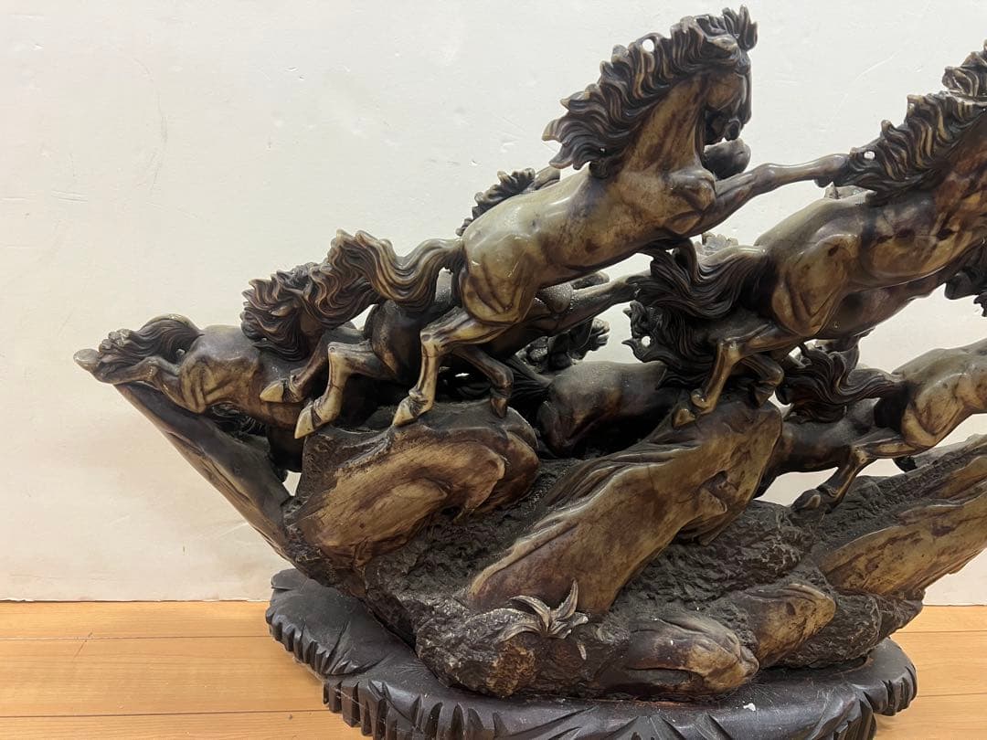 九頭馬　寿山石　置物　取引限定