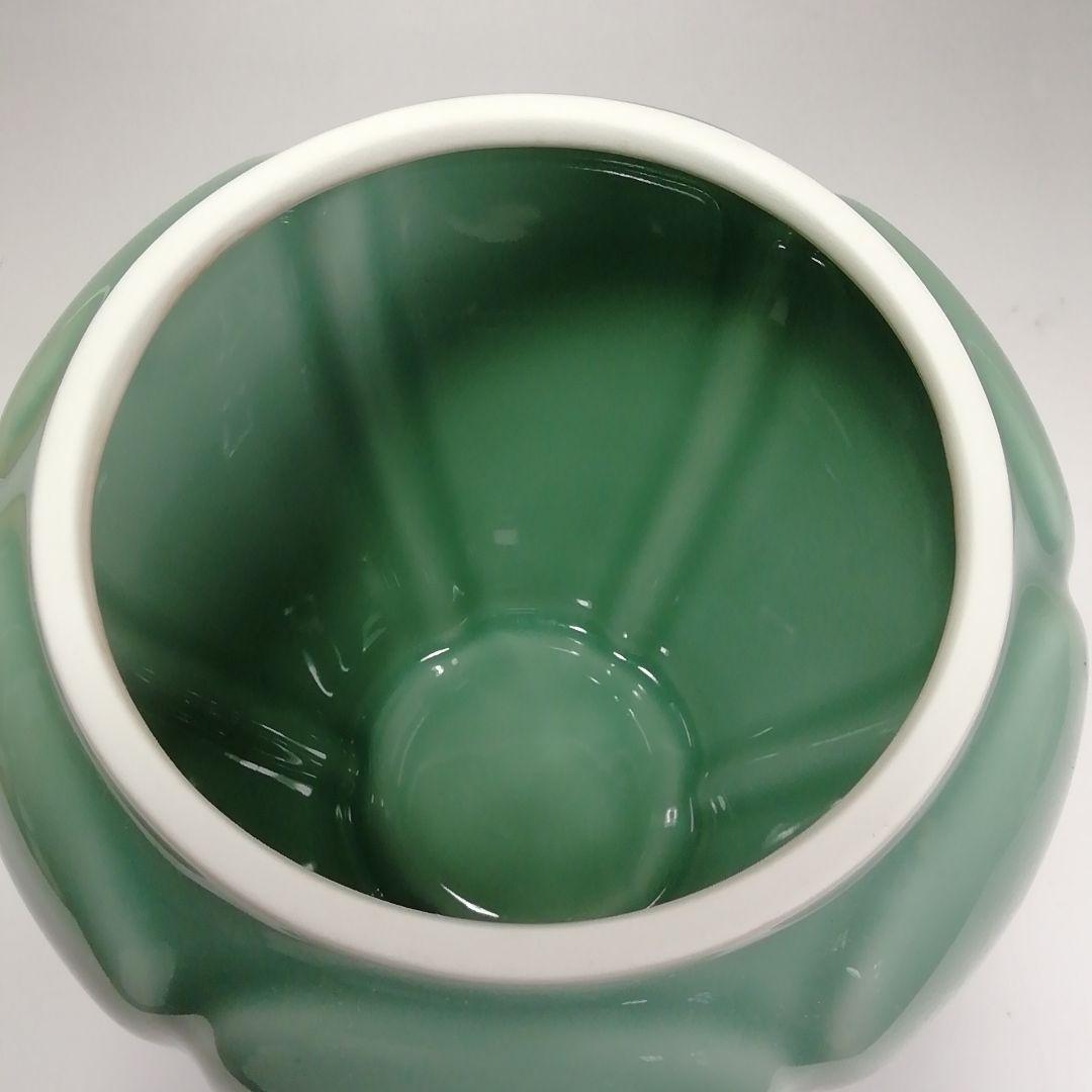 Ｓ４０１　水指　『高麗青磁　阿古陀形』『寿づか焼　清宝窯』『石崎英治作』　共箱