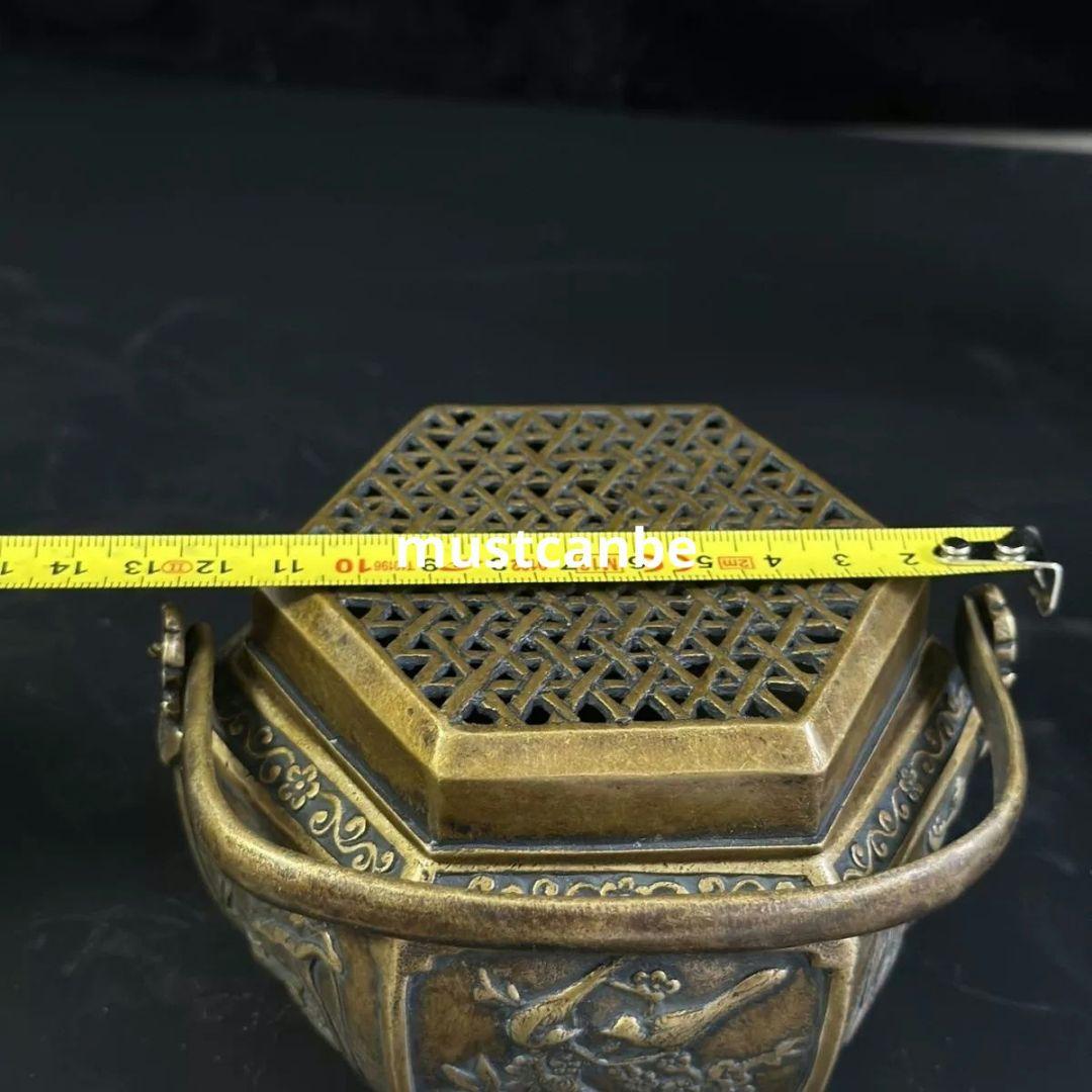 銅器 香炉 香薫炉 六角暖手炉 装飾品 工芸品 置物