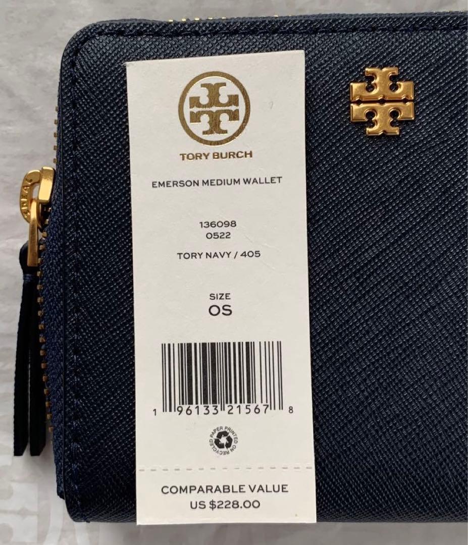 ◼️新品未使用◼️紺◼️トリーバーチ折財布◼️EMERSON MEDIUM WALLET