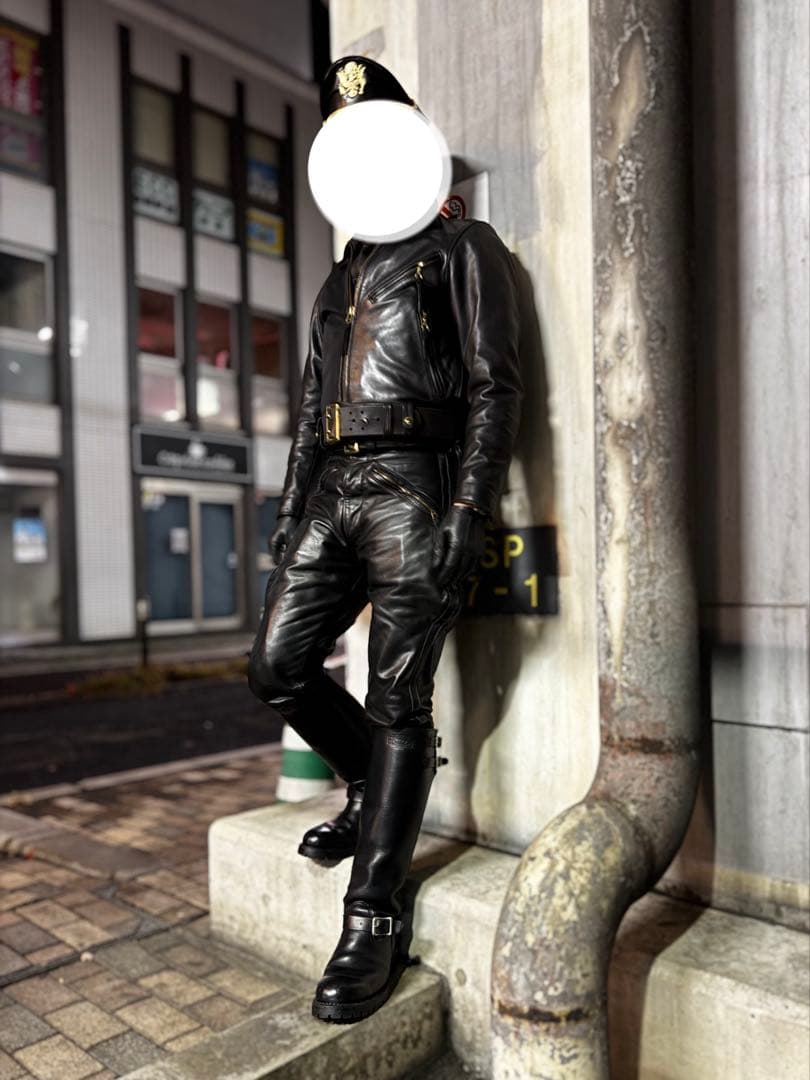 よ*じ様 上質牛革 ハーレーダビッドソン ポリスマン レザージャケット シングル