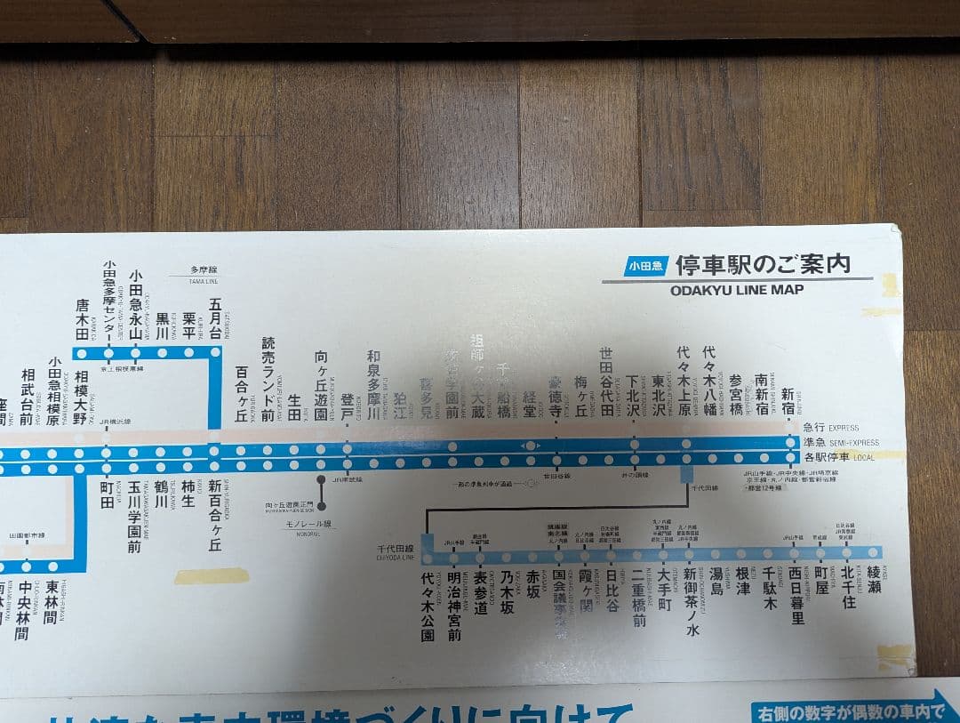 1990年代後半　小田急線 路線図 大判