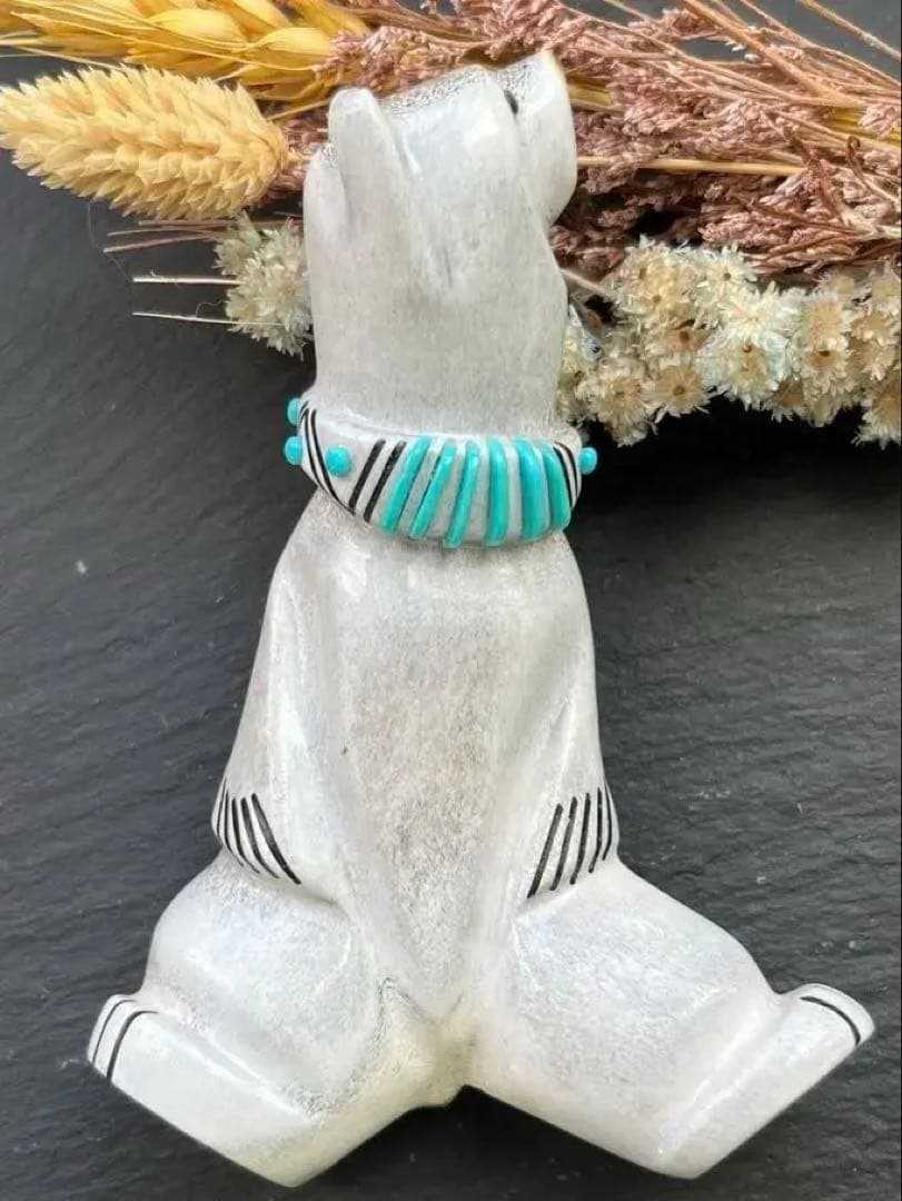 新品　ズニ族　Zuni インディアンジュエリー　フェティッシュ　クマ　シロクマ