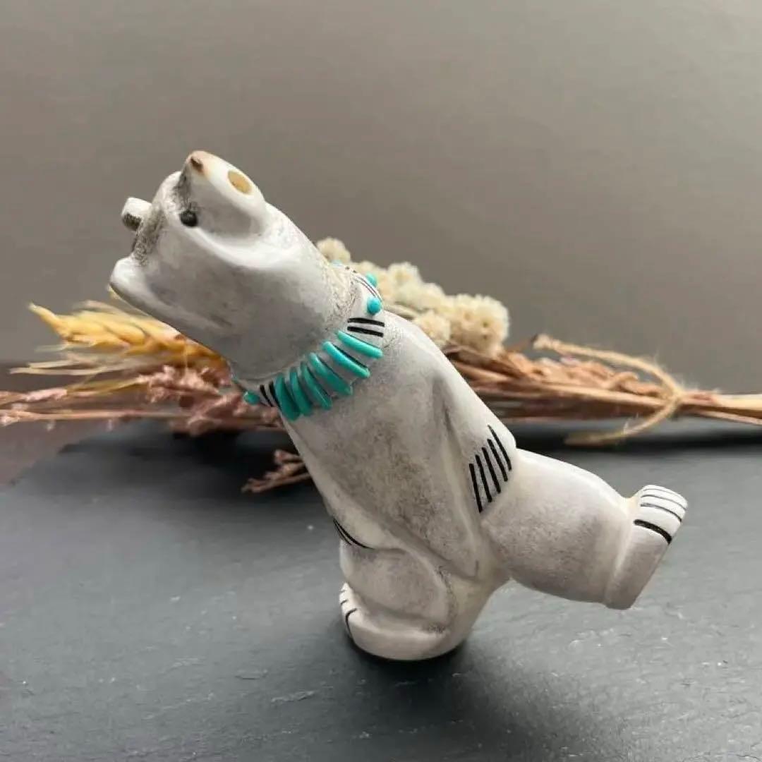 新品　ズニ族　Zuni インディアンジュエリー　フェティッシュ　クマ　シロクマ
