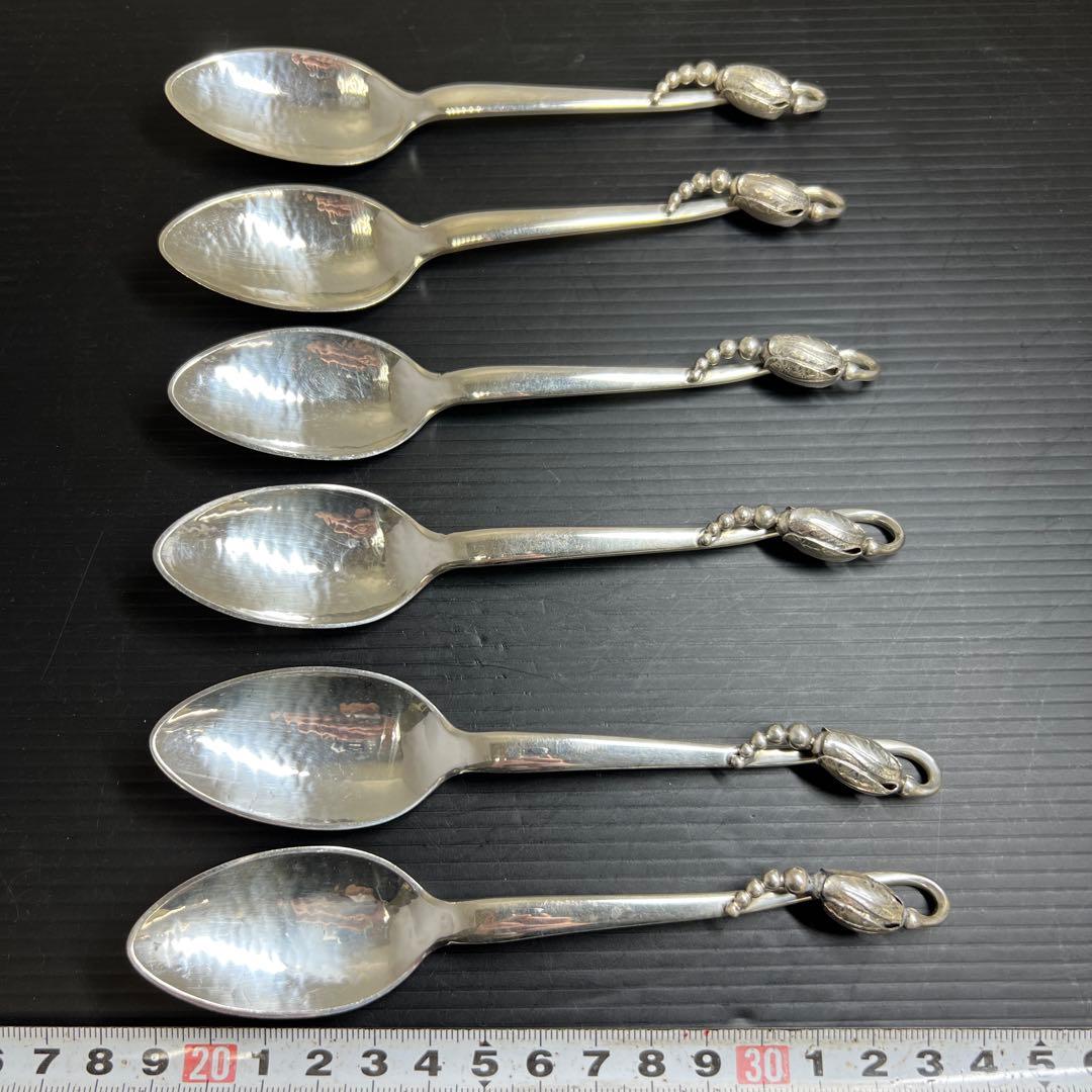 ジョージジェンセンブロッサムsterling925デザートスプーン6本208g