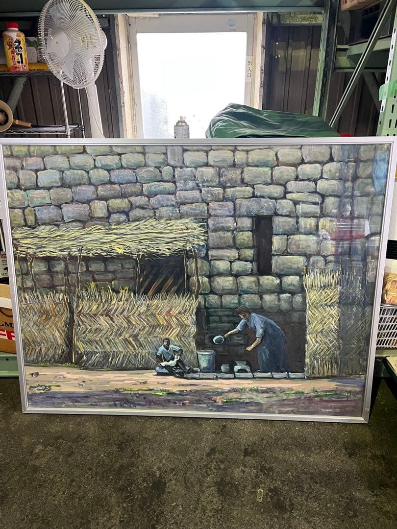 油彩画 堤保雄　絵画　額縁　銘有　アンティーク