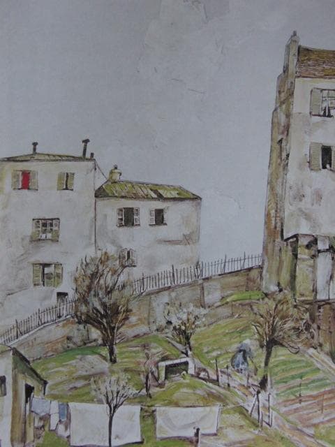 藤田嗣治、「Bievre」、希少画集の額装画、人気作品