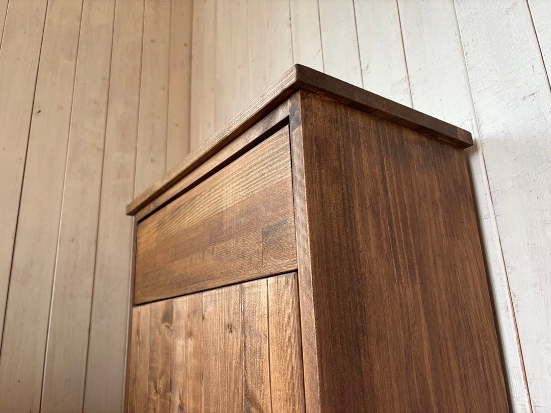 期間限定値下げ　30リットルパッタンゴミ箱　無垢材ハンドメイド家具　屋外用