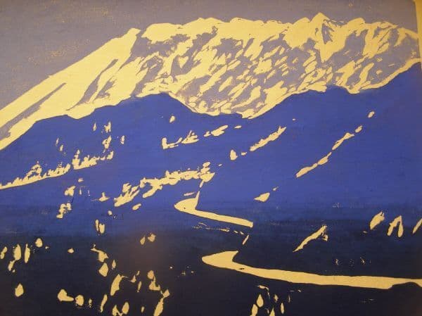 【 真作 名品 】大山南壁（鍵掛峠からの遠望） 無弟（長谷川富三郎）