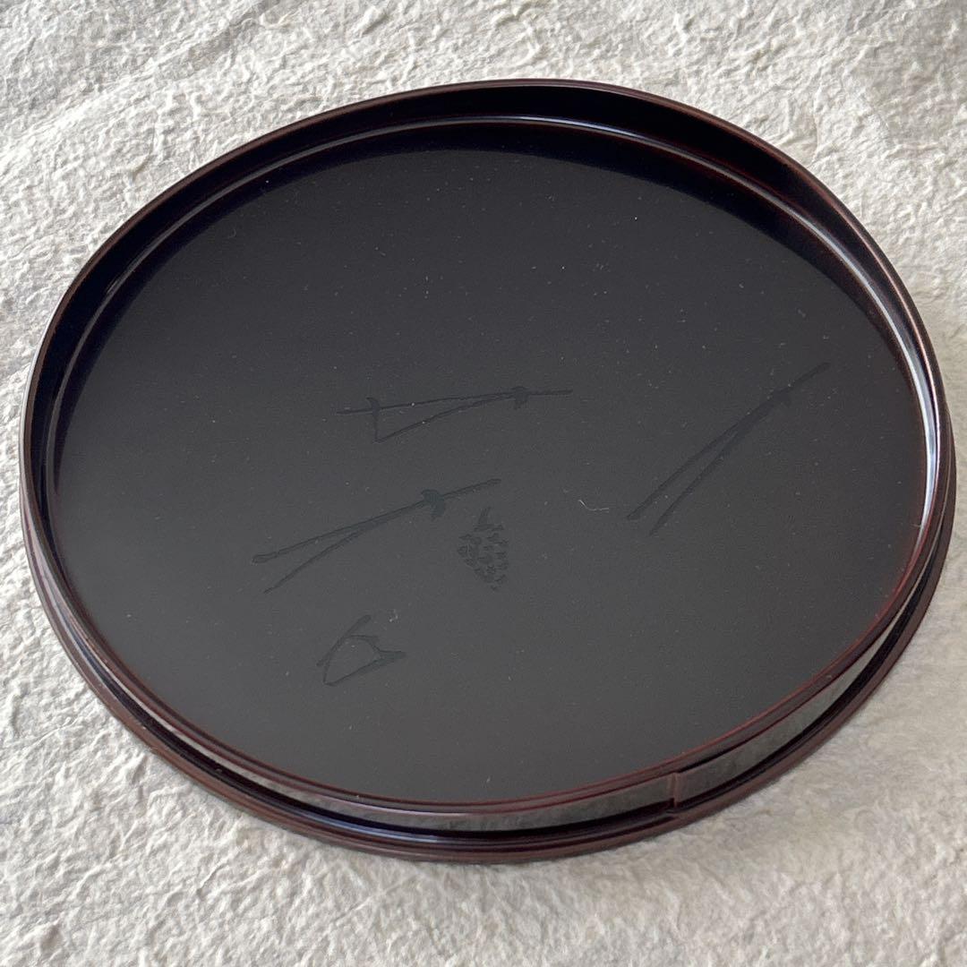 茶道具　干菓子盆　丸盆　松葉　表千家　而妙斎宗匠花押
