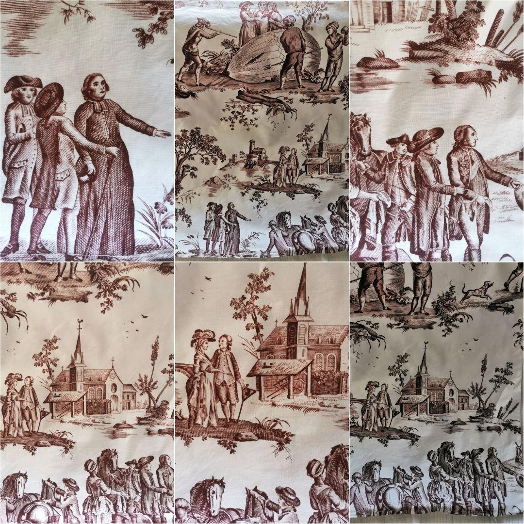 ヴィンテージ 復刻トワルドジュイ 1784年パリ気球飛行版画 クッションカバー