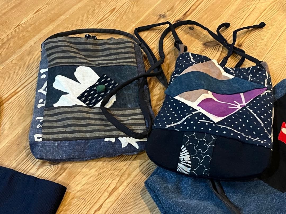 藍染　デニム古布リメイク　ハンドメイド刺し子　トートバッグ　ポーチまとめ売り5個