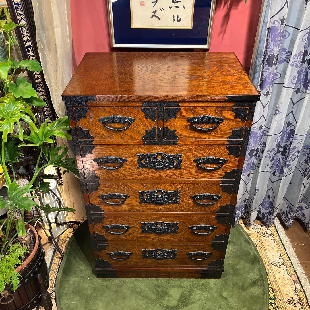 Sale 和製アンティーク　重厚感ある鉄器　　チェストキャビネット　民芸タンス