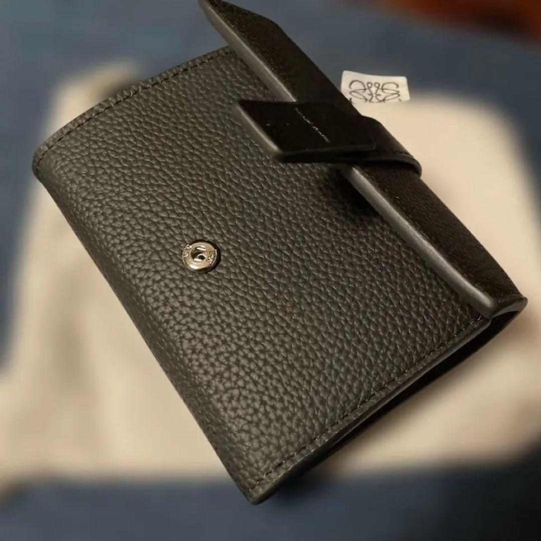 本革 三つ折り財布 収納袋付き ブラック