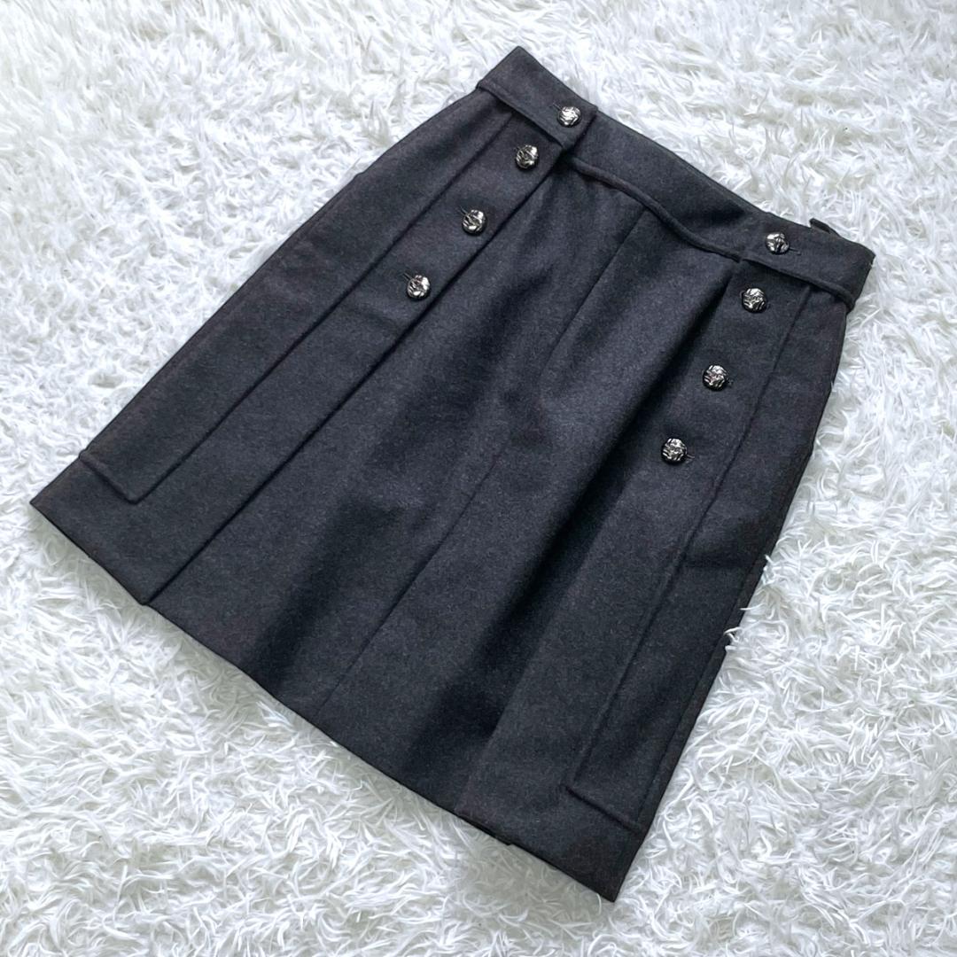 みるく　CHANEL ココマーク メタルボタン アンゴラ混ウールスカート