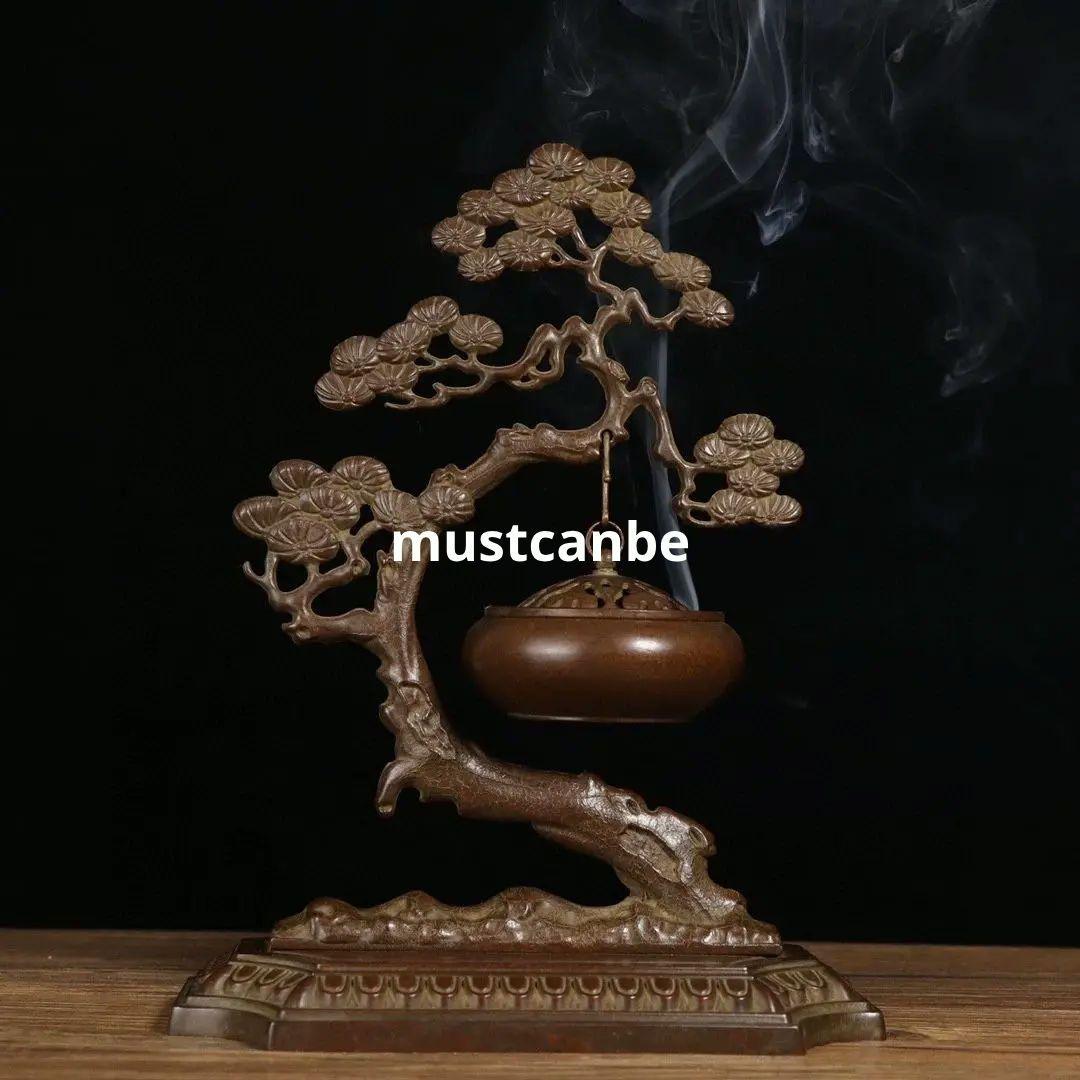 銅 細工 松迎客松弔炉を弔り 檀香を沈める香炉 香道具 工芸品 置物