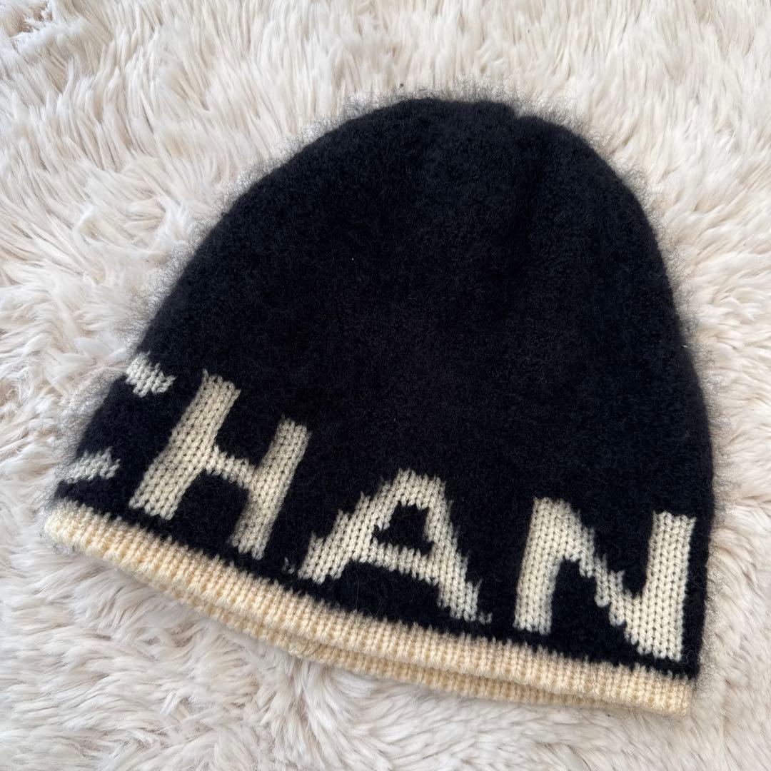CHANEL ロゴニット帽 カシミヤ混合