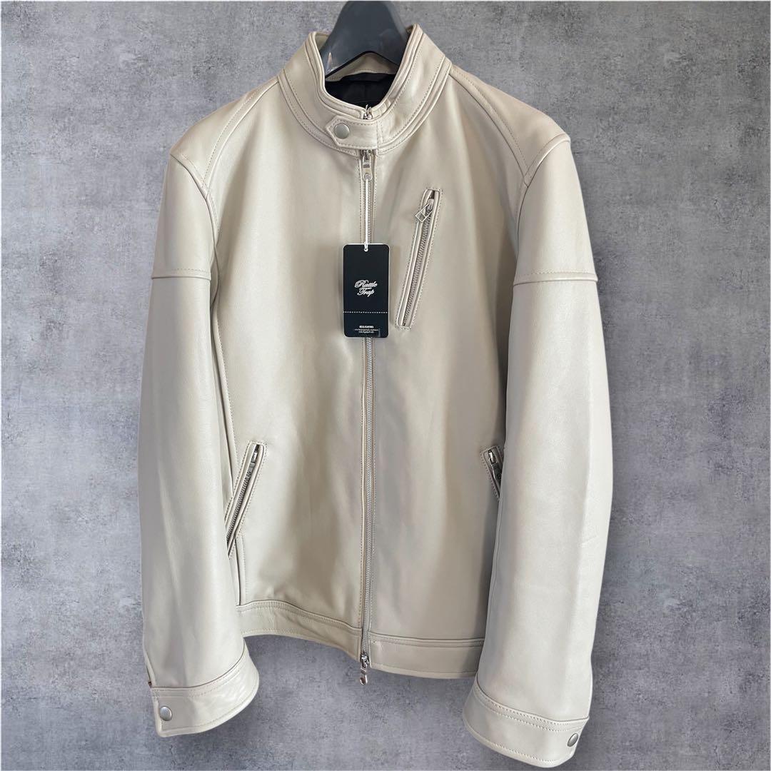 新品　ラトルトラップ　ライトベージュ シングルライダースジャケットＬ