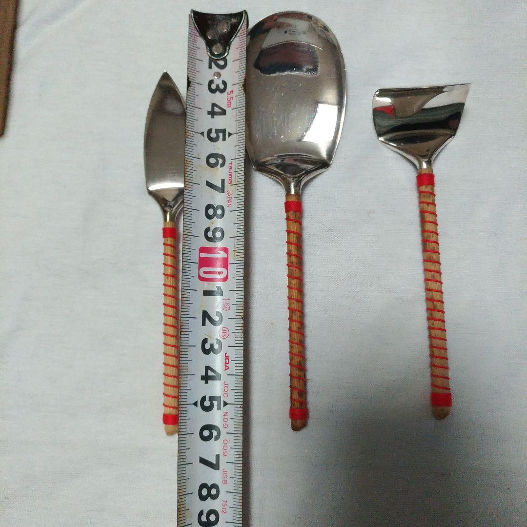 南鐐三本組灰匙。清五郎。銀製。茶道具。伝統工芸品。シルバー製。中古。