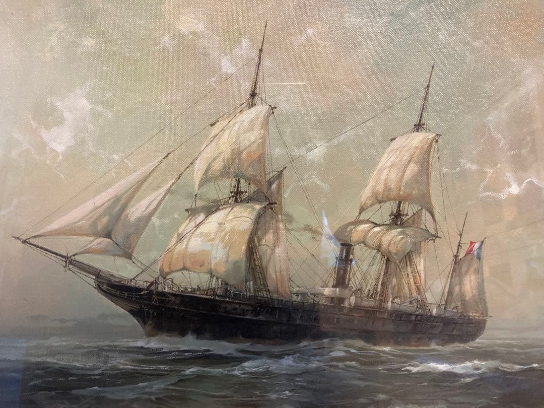 風*様 油彩画肉筆　海洋画家　鈴木政輝　作　「遥かな旅路」 41cm×53cm