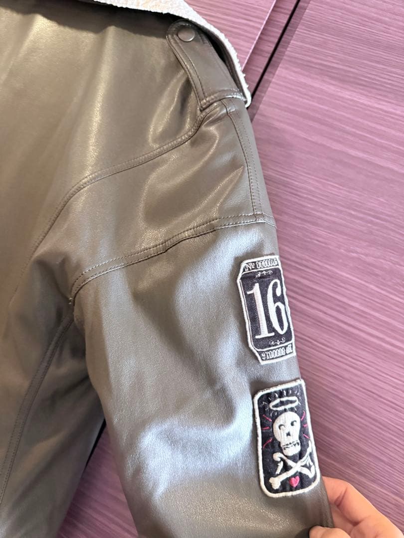 ブランドSHARESPIRIT グレー レザー シングルライダースジャケット