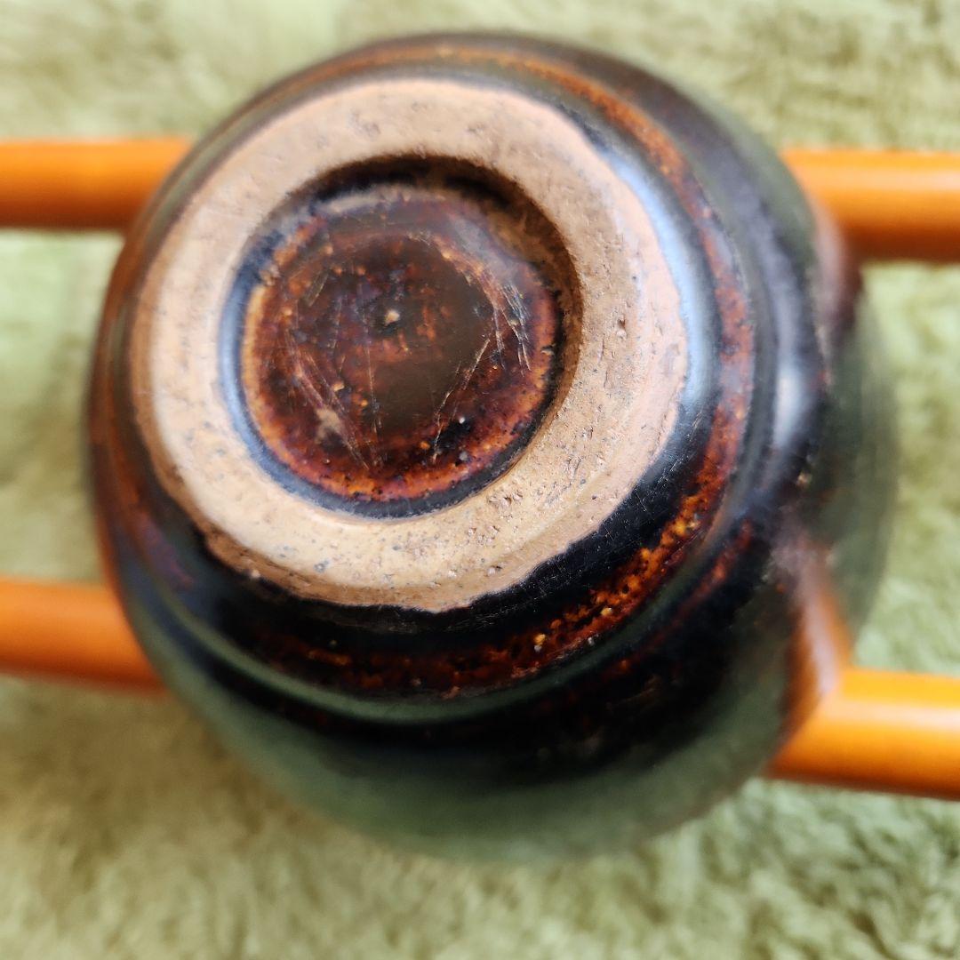 12～13cの黒褐秞茶碗仕覆桐箱付き