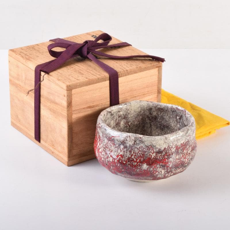 茶道具　箕面焼　松田志典作　辰砂　茶碗　共箱　C　7201