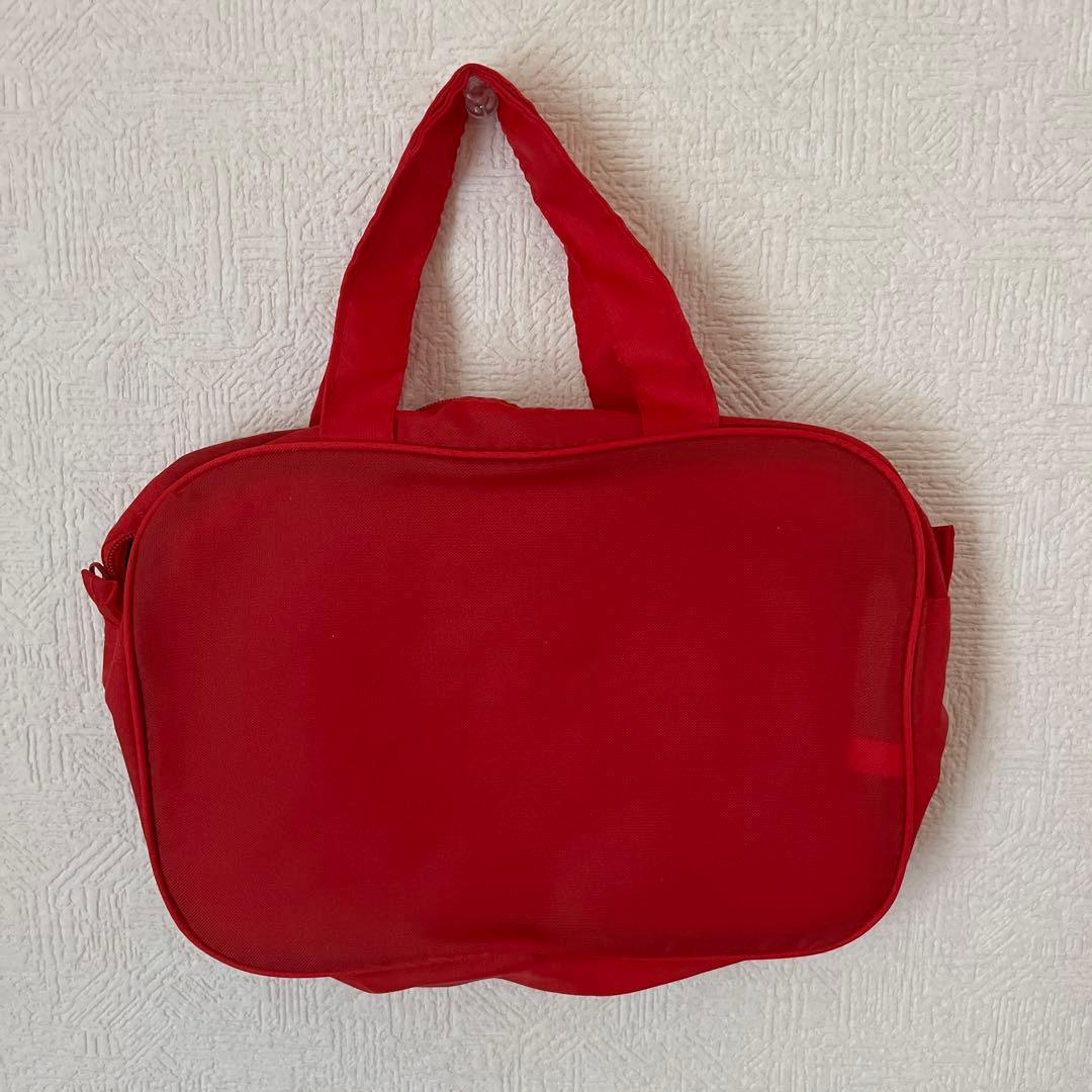 希少‼️ハローキティ 赤いバッグ 中型 レトロ ナイロン スクバ スクールバッグ